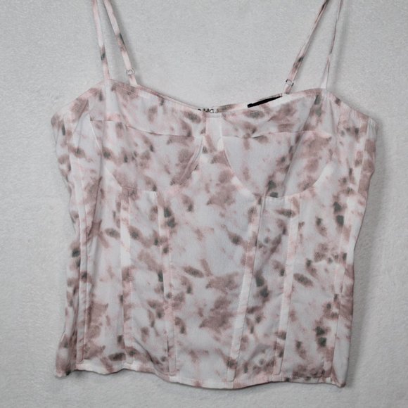 Pretty Little Thing women light pink tie dye print structured corset top size 10 - Picture 5 of 11